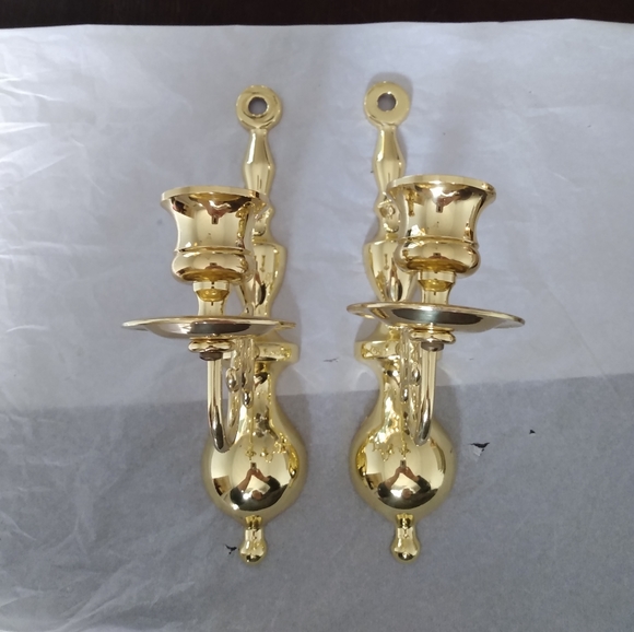 Baldwin Brass polished wall candleholders - Picture 3 of 16